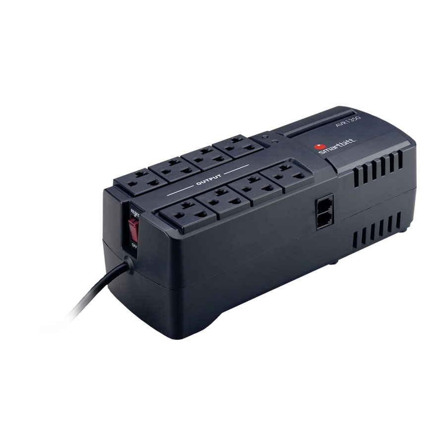 Regulador De Voltaje Smartbitt 1350Va / 675 Watts120V8 Contactos, Protección De Línea Telefónica Rj-11.