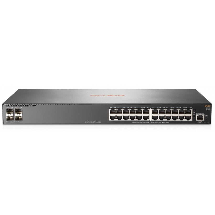 Switch Hpe Aruba Jl259A 2930F 24 Puertos Rj45 10/100/1000 Y 4 Sfp 1G Administrable Capa 3 Rip, Ospf, Acls, Qos