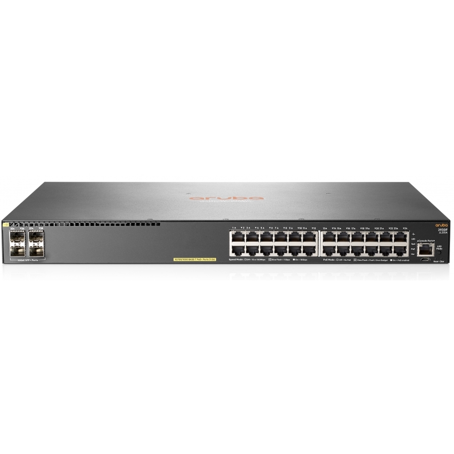 Switch Hpe Aruba Jl255A 2930F 24G Rj45 Poe 370W Y 4 Sfp 1/10Ge Administrable L3