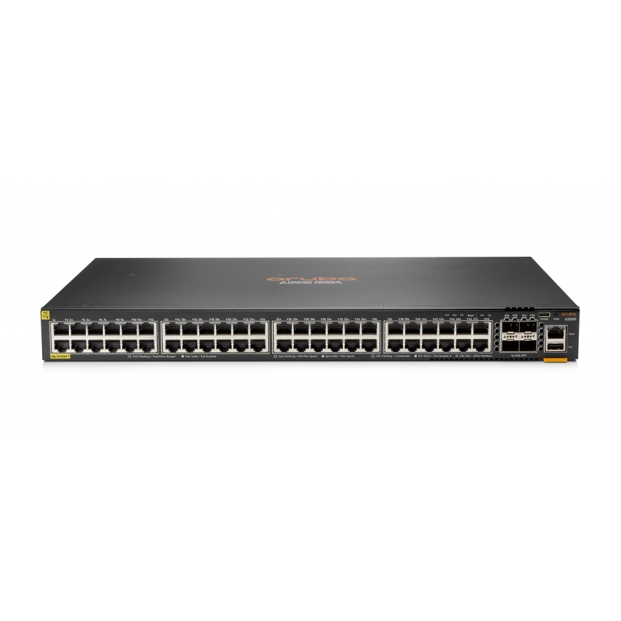 Switch Hpe Aruba Jl665A 6300F 48G Cl4 Poe 4Sfp56 740Watts Con Fuente De Poder Incluida