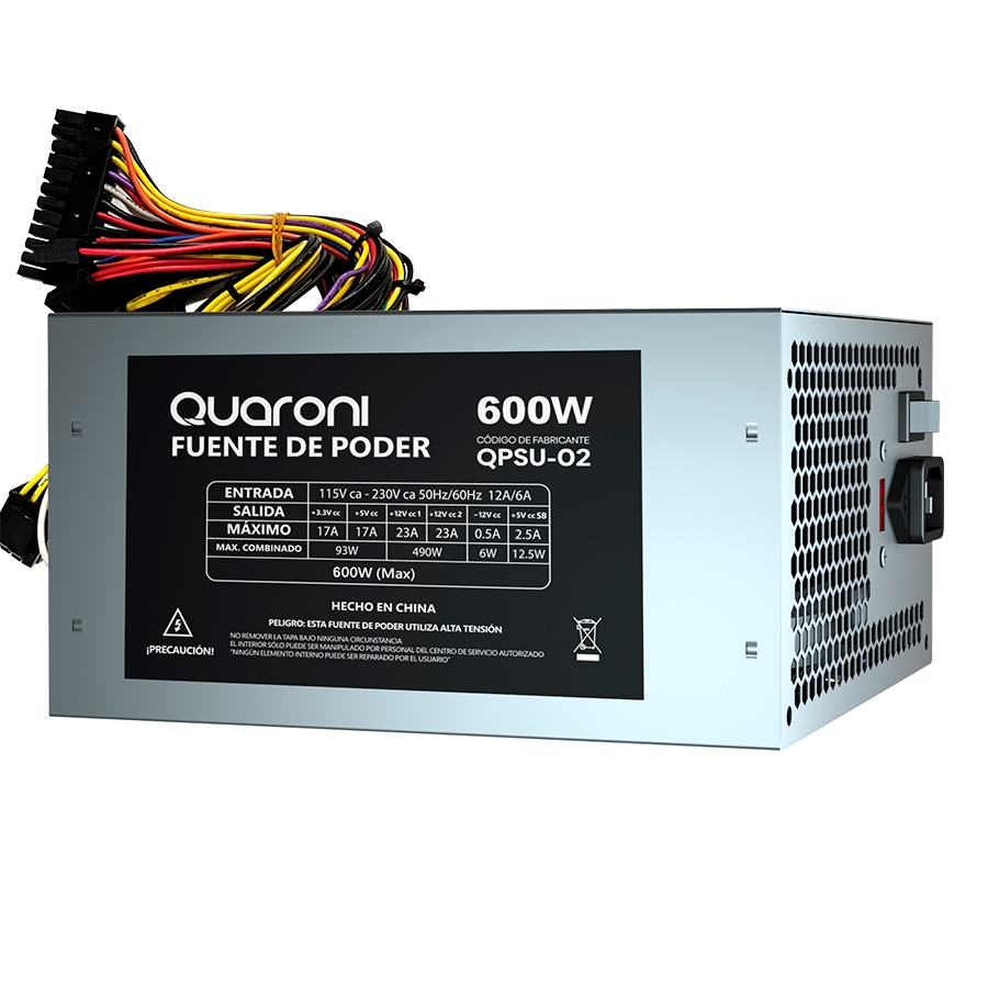 Fuente De Poder Quaroni 600W Metalico 24 Pin