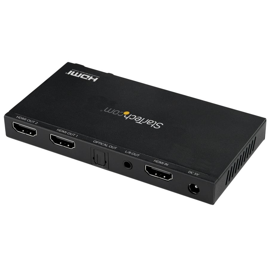 Splitter Hdmi De 2 Puertos (1X2) De Audio Y Video Hdmi 2.0 4K 60Hz Con Escalador Y Extractor De Audio (3.5Mm/Spdif) - 1 Entrada Y 2 Salidas - Copiado Edid - Tv/Proyector - Startech.Com Mod. St122Hd20