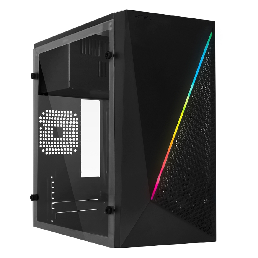 Gabinete Acteck Kioto Gc460 / Mini Torre / Micro Atx, Mini Itx / Fuente 500W / Iluminacion Rgb / Panel Acrilico, Metal / Negro / Ac-933070