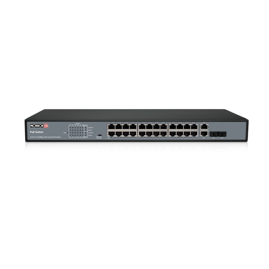 Switch Poe / Provision Isr / Poes-24370C+2Combo / 24 Canales Poe / 10/100Mbps / 2G /Total Poe 370W.