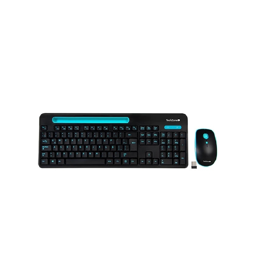 Teclado/Mouse Techzone Tz20Comb02-Ina Inalambrico Ranura Soporte Azul