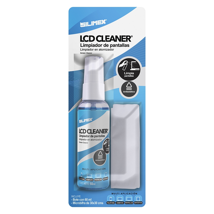 Kit De Limpieza Lcd Cleaner Para Pantallas Con Microfibra Y Bote De 60 Ml Silimex