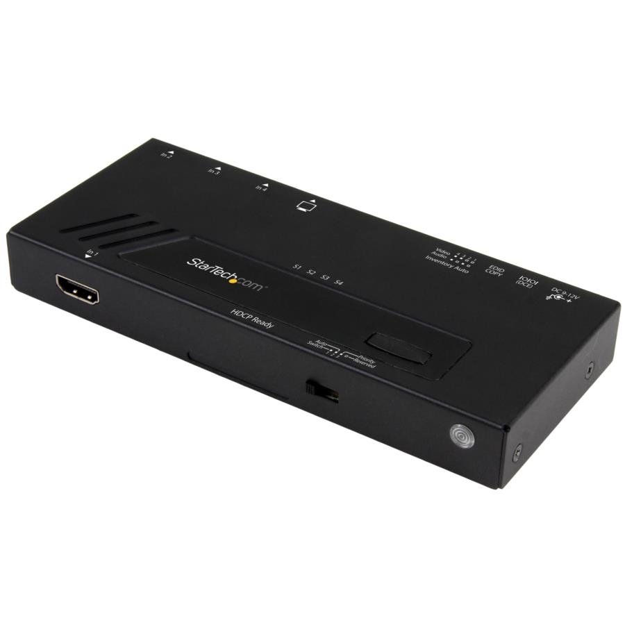 Switch Conmutador Automático Hdmi De 4 Puertos - Selección Rápida 4K Con Detección Automática Y Control Serial - Startech.Com Mod. Vs421Hd4Ka