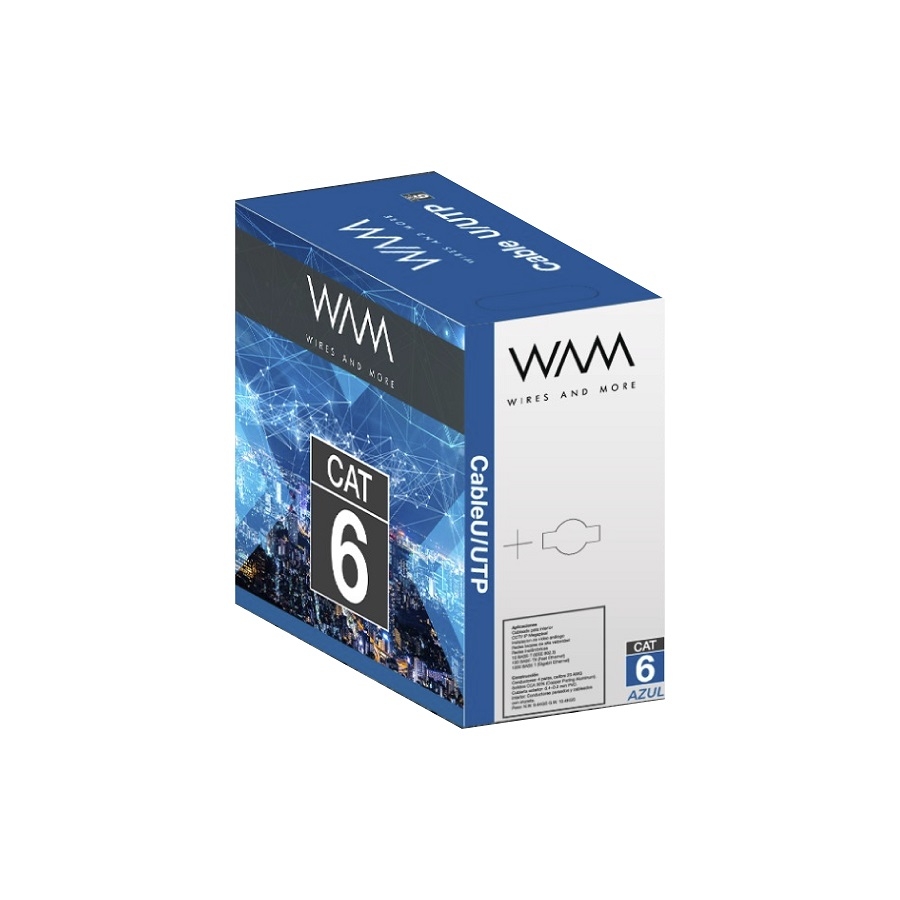 Bobina De Cable Wam Cat6 Utp Cca 23 Awg 305 Mts Color Azul