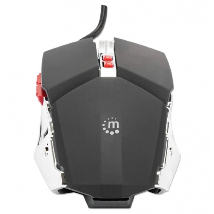 Mouse,Manhattan,179348, Optico Gaming 7 Botones, Negro/Plata 3200 Dpi