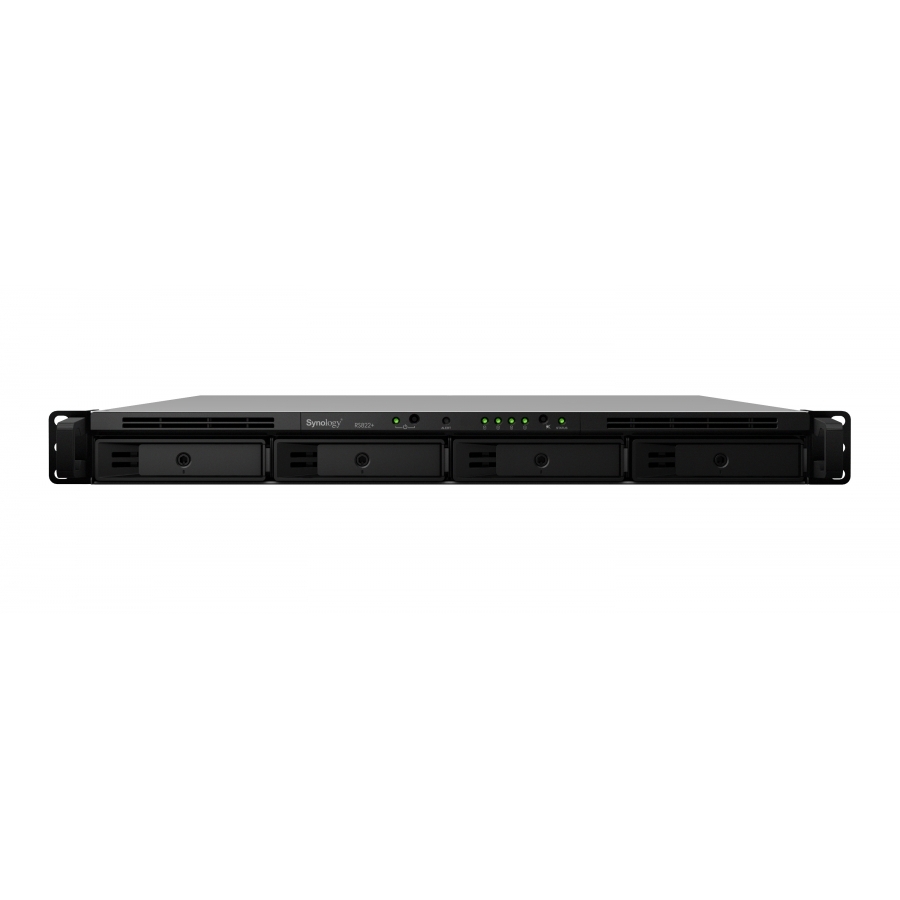 Nas Synology Rs822+ /4 Bahias Expandibles Hasta 8/Rack 1U/Nucleo Cuadruple 2.2Ghz/2Gb Ddr4  Hasta 32Gb/Lan Gigabit X4/Usb 3.2 X2/ Hot-Swap/Hasta 72Tb Y Con  Expansion Hasta 144Tb  Amd Ryzen V1500B