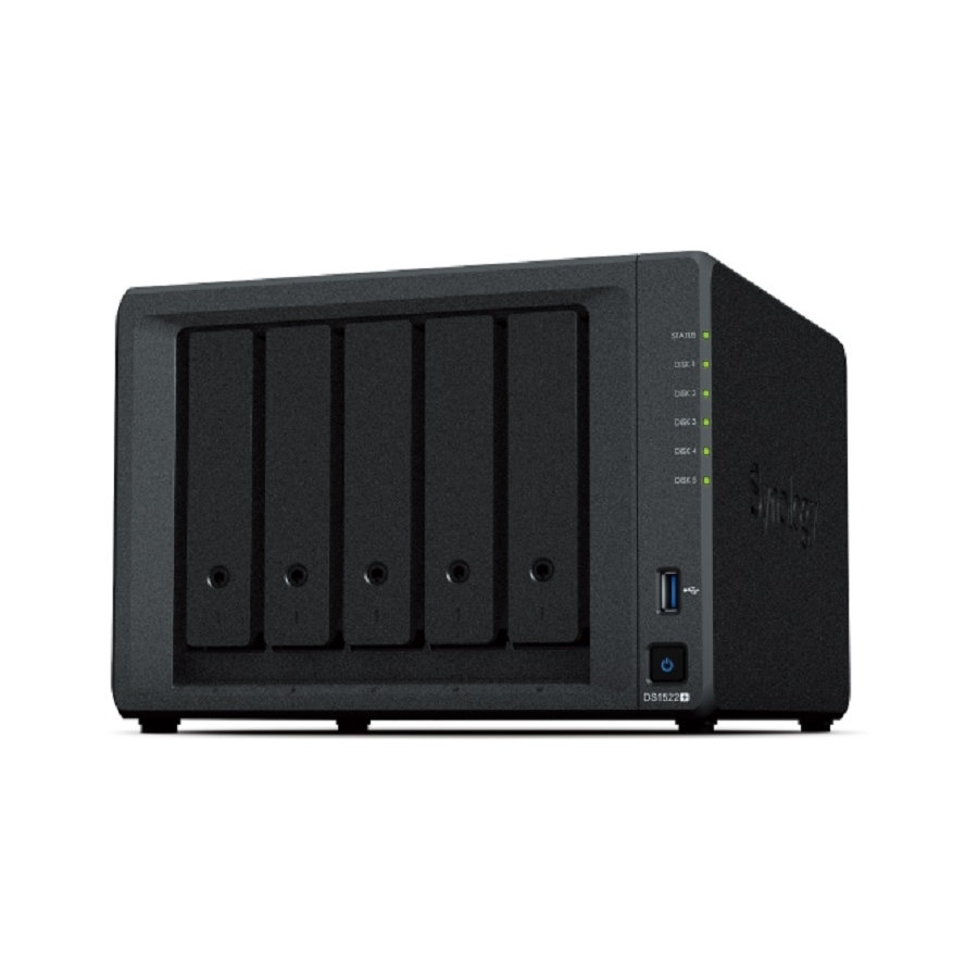 Nas Synology Ds1522+ / 5 Bahias/ Doble Nucleo 2.6Ghz/8 Gb Ddr4/Lan Gigabit X4/Usb 3.2 X2/ Hasta 90 Tb Hot-Swap/ Amd Ryzen R1600 /No Incluye Discos