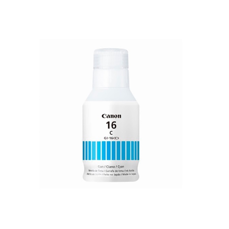 Botella De Tinta Canon Gi-16 Cyan,Rendimiento 9,000 Paginas,Compatible: Maxify Gx7010,Maxify Gx6010,Maxify Gx5010