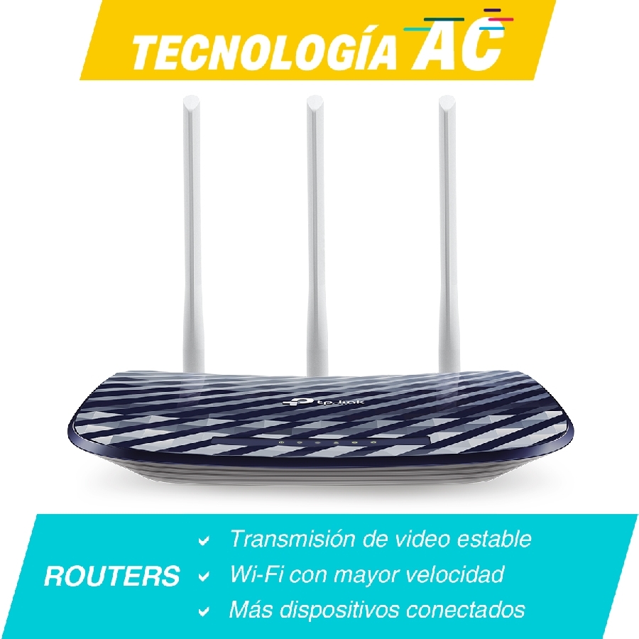 Router | Tp-Link | Archer C20W | Wisp | Ac750 | Dual Band 2.4Ghz A 300Mbps Y 5Ghz A 433Mbps | 4 Puertos Lan 10/100 1 Puerto Wan 10/100 Y 3 Antenas Fijas Omnidireccionales