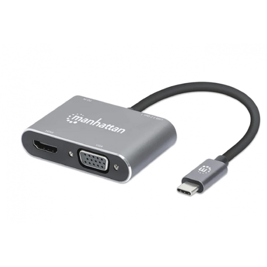 Docking Usb,Manhattan,130691,-C  4 Ptos, Hdmi/Vga, Usb-A/Usb-C Pd