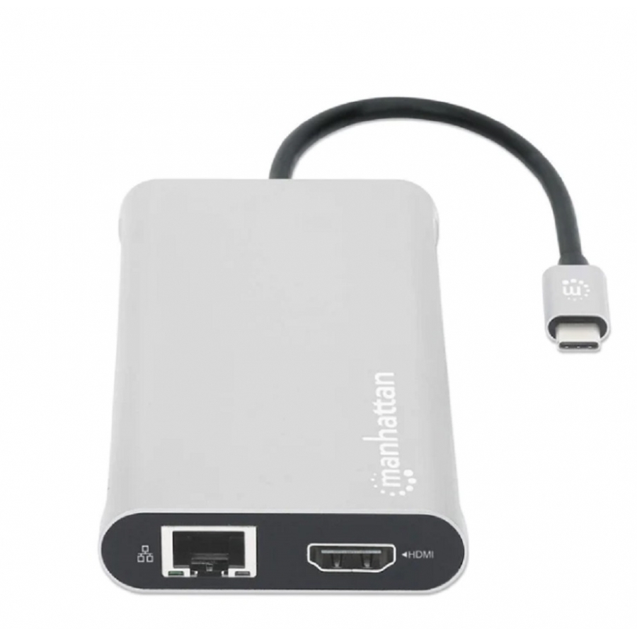 Docking Usb,Manhattan,130660,-C 12 Ptos, Hdmix3, Usb-C Pd/Usb-C/2Xusbv3.2/2Xusbv2.0, Red/Sd/Micro Sd