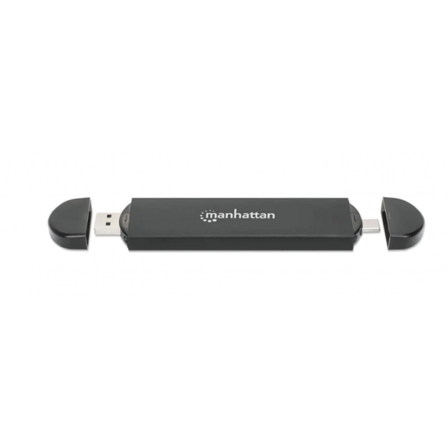 Gabinete Manhattan,Usb A Sdd M.2 Nvme Y Sata, Tipo-C Macho Y Tipo-A Macho, Para Ssds 2230/2242/2260/2280