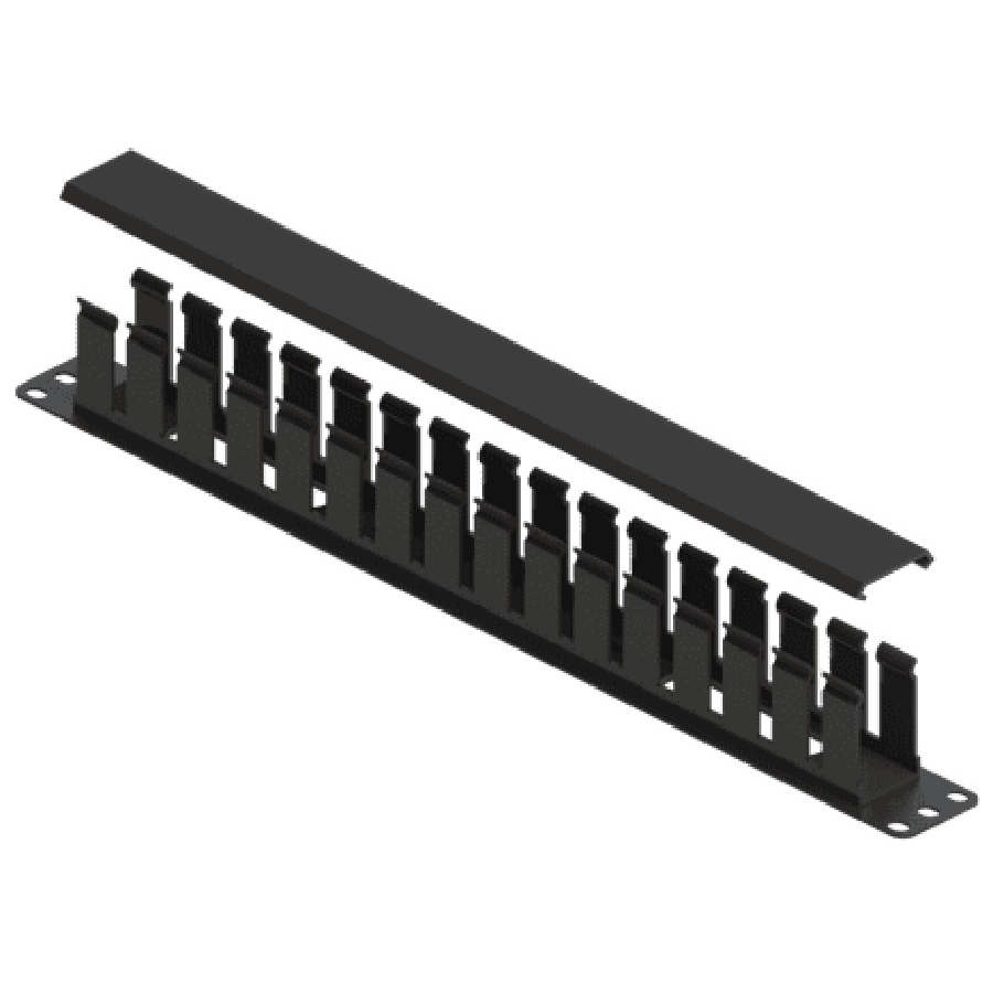 Organizador De Cables North System 1 U.R. Sencillo Horizontal 19 Pulgadas Ducto 1.5X2 Pulgadas Negro Liso