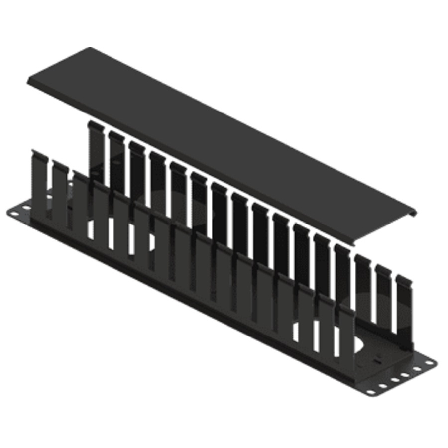 Organizador De Cables North System 2 U.R. Sencillo Horizontal 19 Pulgadas Ducto 3X3 Pulgadas Negro Liso