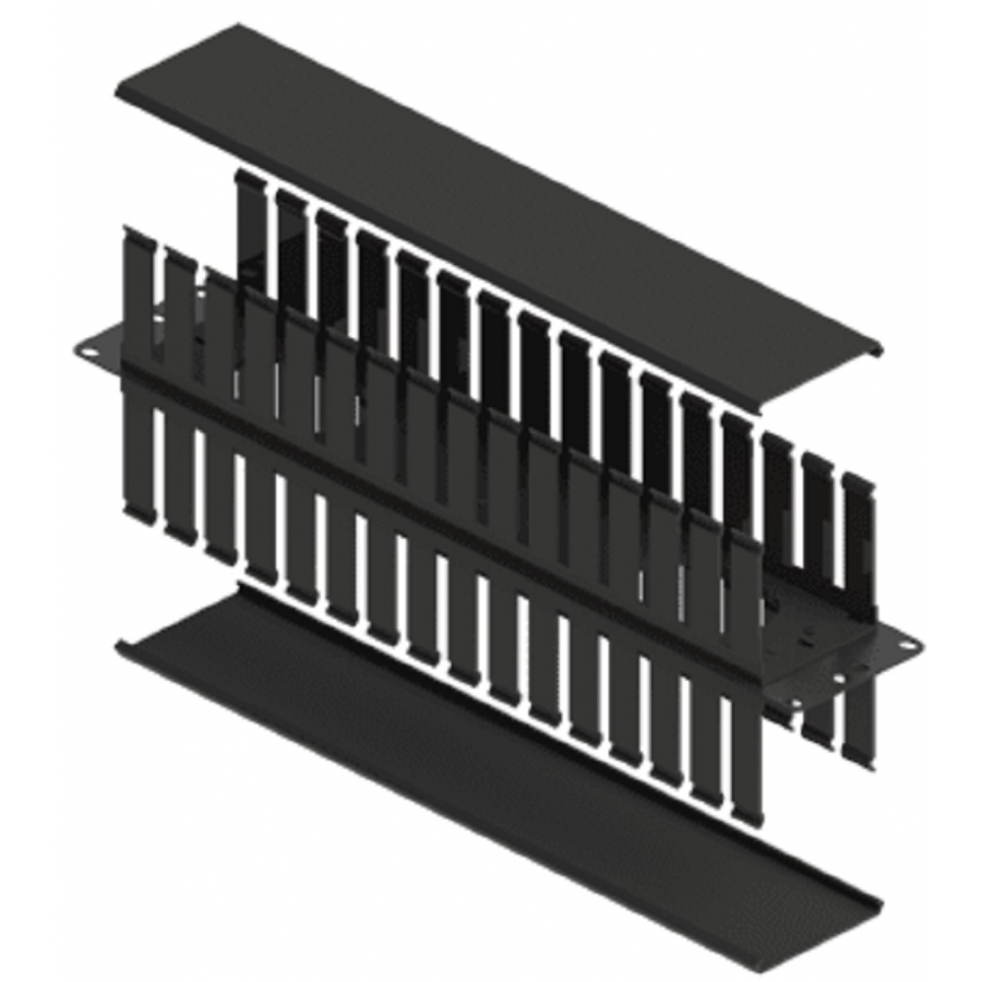 Organizador De Cables North System 2 U.R. Doble Horizontal 19 Pulgadas Negro Liso