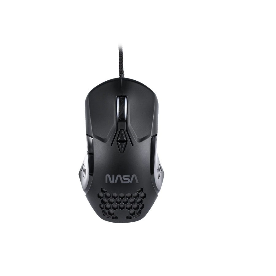 Mouse Gamer Nasa By Techzone Ns-Gm01 Alambrico Led Rgb Negro 7 Botones Hasta 6400 Dpis