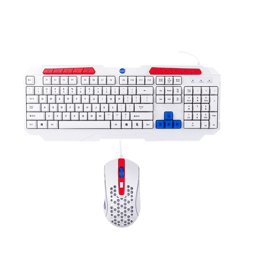Teclado/Mouse Alambrico Nasa By Techzone Ns-Gc02 Led Rgb Blanco