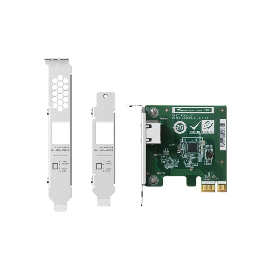 Tarjeta De Red Qnap Qxg-2G1T-I225 / Single-Port 2.5 Gbe Network Expansion Card / Intel Ethernet Controller I225-Lm / Nbase-T Rj45(1) / Pcie Gen2 (1) / Transmission Rates 2.5Gbps-1Gbps-100Mbps-10Mbps