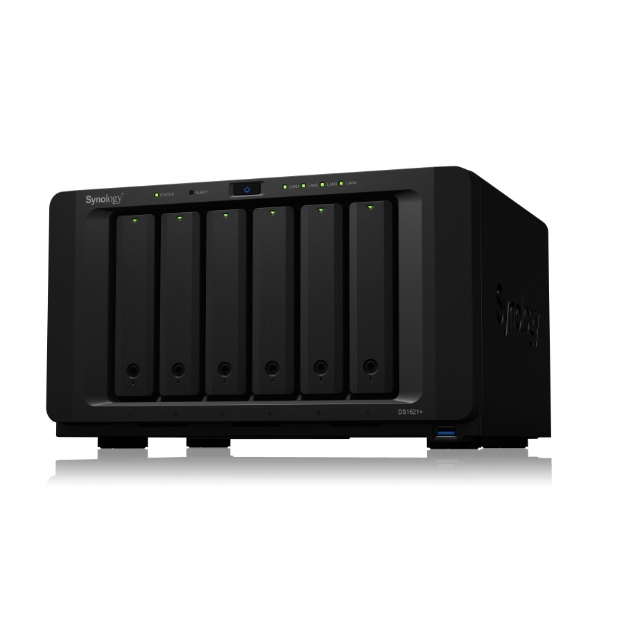 Nas Synology Ds1621+ /6 Bahias Ampliables Hasta 16/Nucleo Cuadruple 2.2Ghz/4Gb Ddr4 Ampliables A 32Gb/Lan Gigabit X4/Usb 3.0 X3/Hot Swap/ Soporta M.2 2280/ No Incluye Discos/ Soporta 108Tb