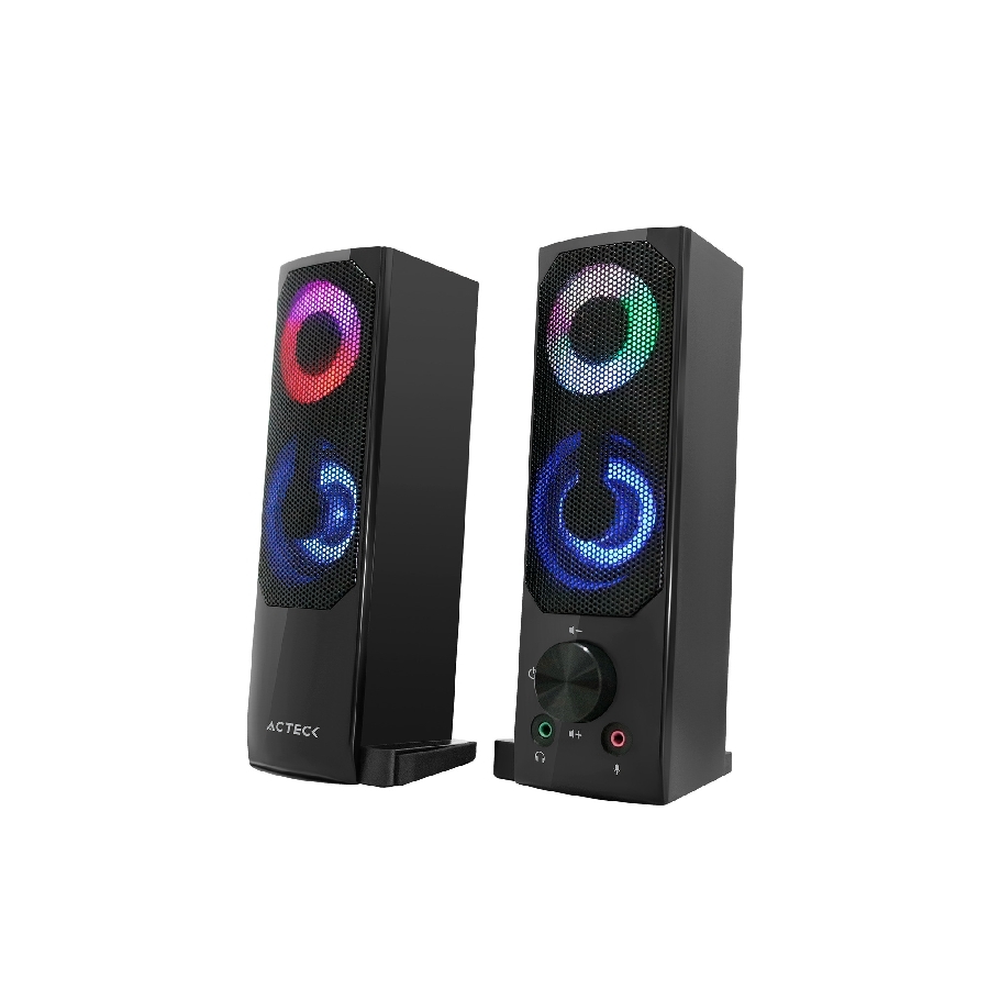Bocinas Acteck Elant Brick As450 / Alambrica / 6 W Rms / Usb - 3.5Mm / Iluminacion Led / Sonido Estereo / Negro / Ac-935258