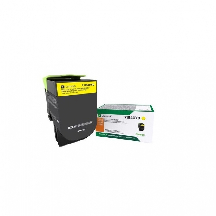 Toner Laser Lexmark /Color Amarillo/ 71B40Y0 / Rendimiento Estandar / Hasta 2,300 Paginas / 55 De Cobertura / P/Modelos Cx417De Cs417Dn, Cs317 , Cx317