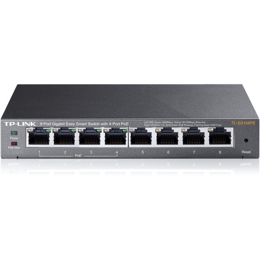 Switch Tp-Link Tl-Sg108Pe 8 Puertos Rj45 10/100/1000 No Administrable 4 Puertos Poe Auto Negotiation/Auto Mdi/Mdix