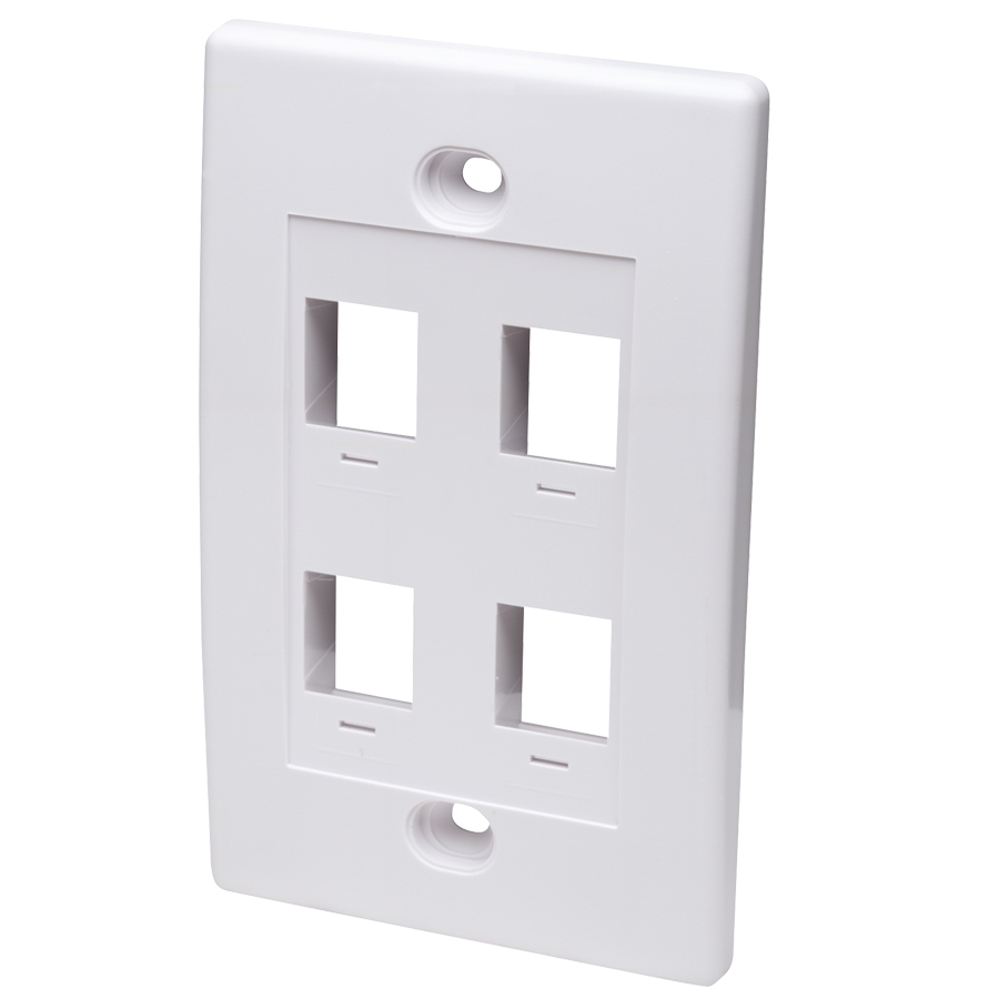 Tapa Faceplate, Intellinet,163316, 4 Perforacion Blanco