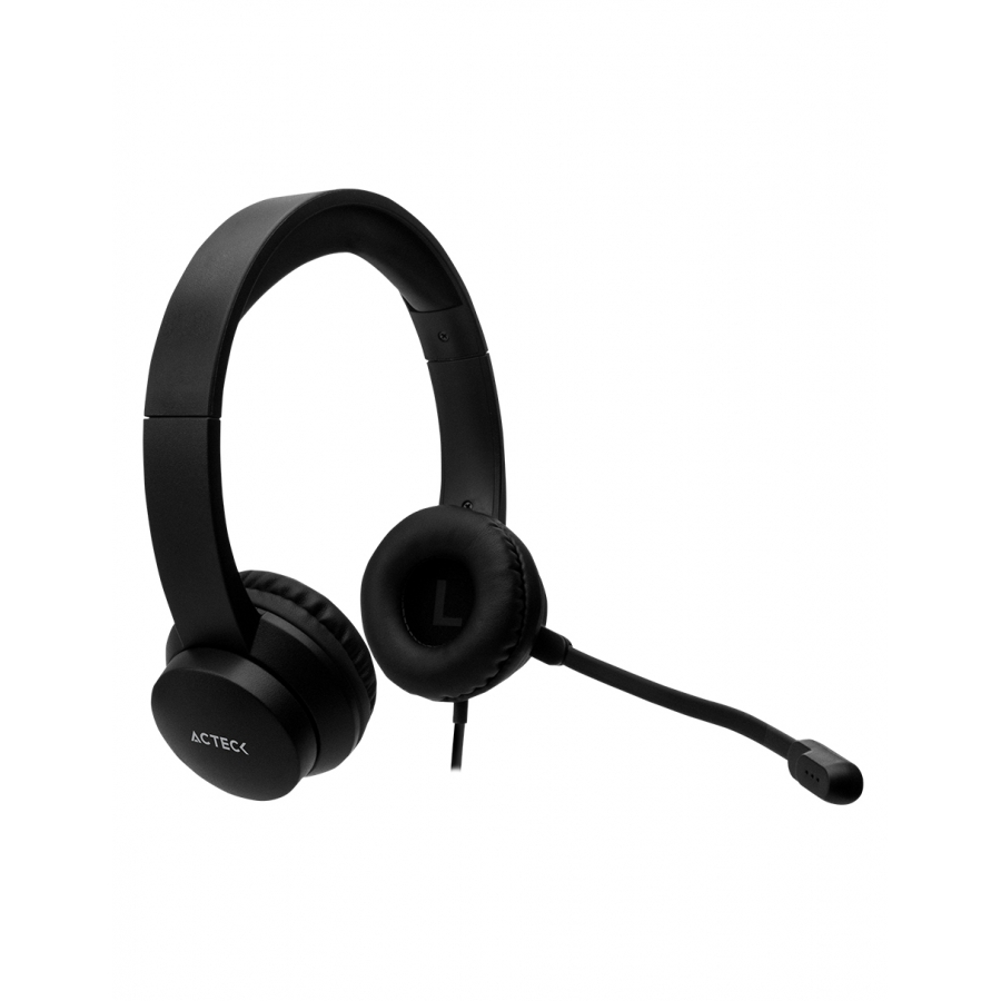 Audifonos Acteck Discover Hu430 / Diadema Con Microfono  / Controlador De Volumen / Alambrico / Usb / Sonido Estereo / Negro/ Ac-932233