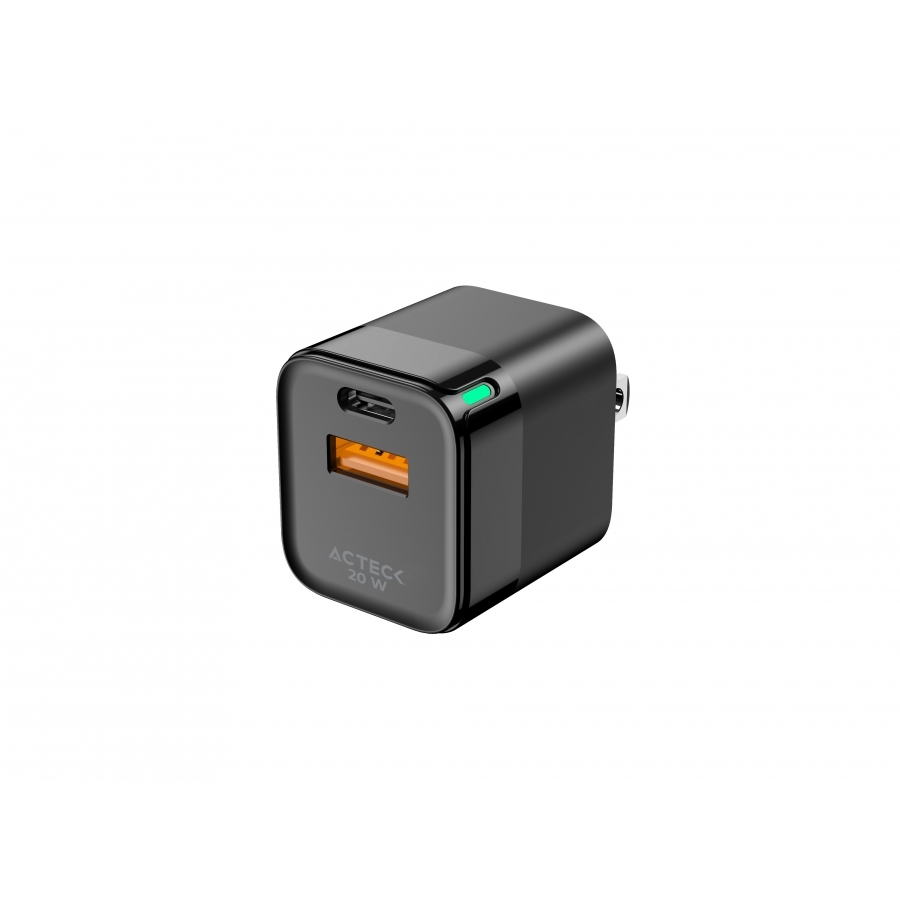 Cargador De Pared Acteck Energon Prime Cp20W / 20W / 1X Usb-C - 1X Usb A / Negro / Ac-935555