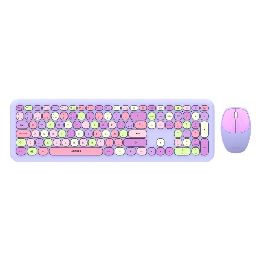 Kit 2 En 1 Teclado Y Mouse Inalambrico Creator Chic Mk47 / 110 Teclas / Membrana / Raton Optico / Usb 2.4 Ghz / 2 Botones + Scroll / Morado / Ac-935173