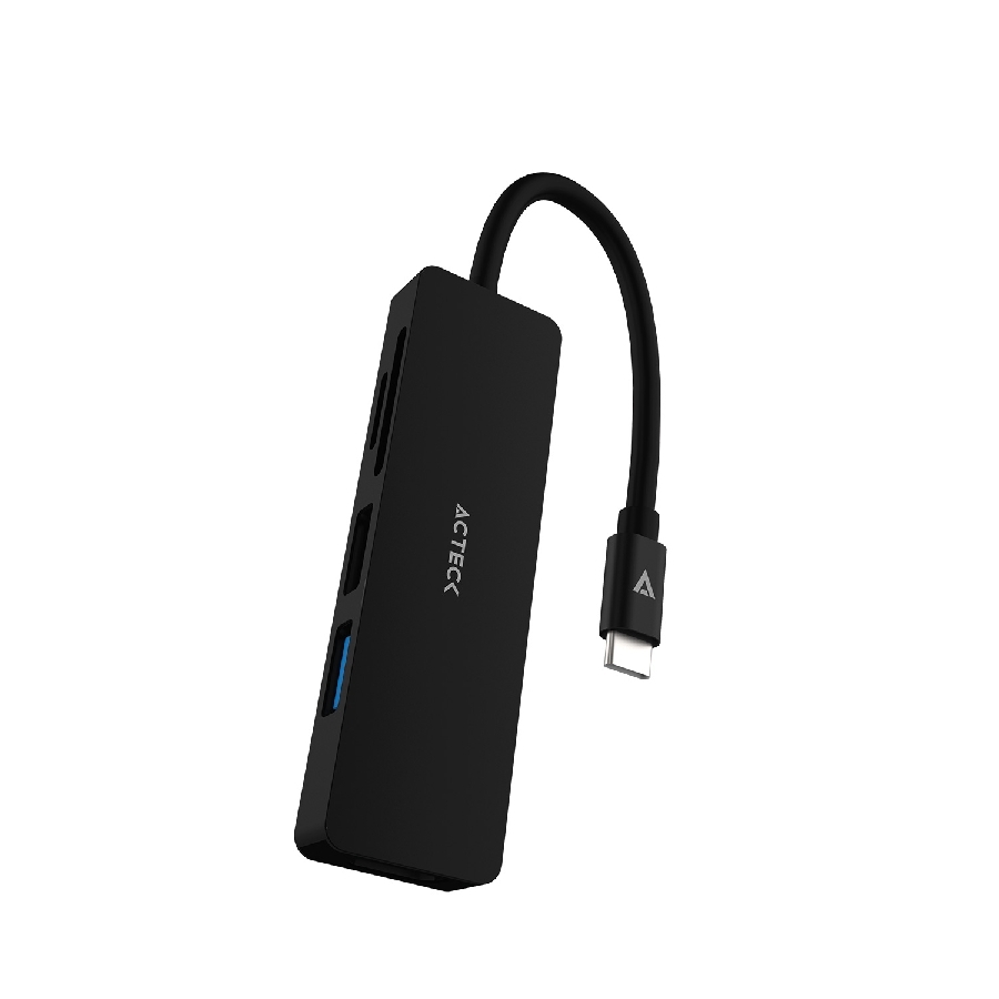 Hub Acteck Gate 5 Dh640 / Usb C / 4 Puertos / Usb A - Hdmi - Lector De Memorias / 10 Cm / Negro / Ac-934633