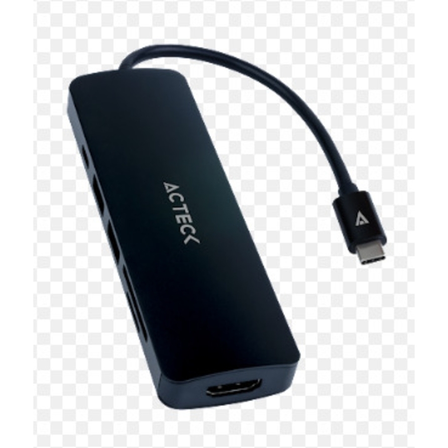 Hub Acteck Gate 6 Dh660 / Usb C / 5 Puertos / Usb C - 2X Usb A - Lector De Memorias - Hdmi / 15 Cm / Negro / Ac-934619