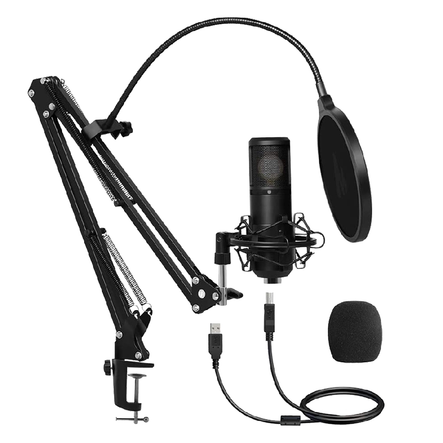 Microfono Gamer Balam Rush Stelar Mc970 / Usb / Puerto Xlr / Unidireccional / Con Soporte De Brazo / Filtro Anti Pop / Rotacion 360° / Negro / Br-932967