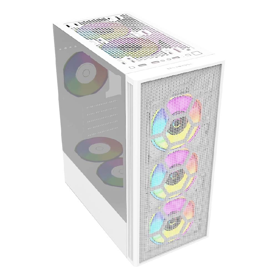 Gabinete Balam Rush Dragonfly Mesh Gm740 / Media Torre / Atx - Micro Atx - Mini Itx / Panel Cristal Templado/ Ilumuminacion Rgb / Ventilador Rgb Incluido / Blanco / Br-935999
