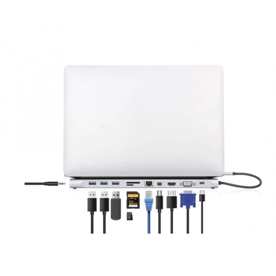 Docking Usb,Manhattan,130578,-C 11 Ptos, Hdmi/Mini Dp/Vga, Usb-C Pd/3Xusbv3.2, Red/Audio/Sd/Micro Sd