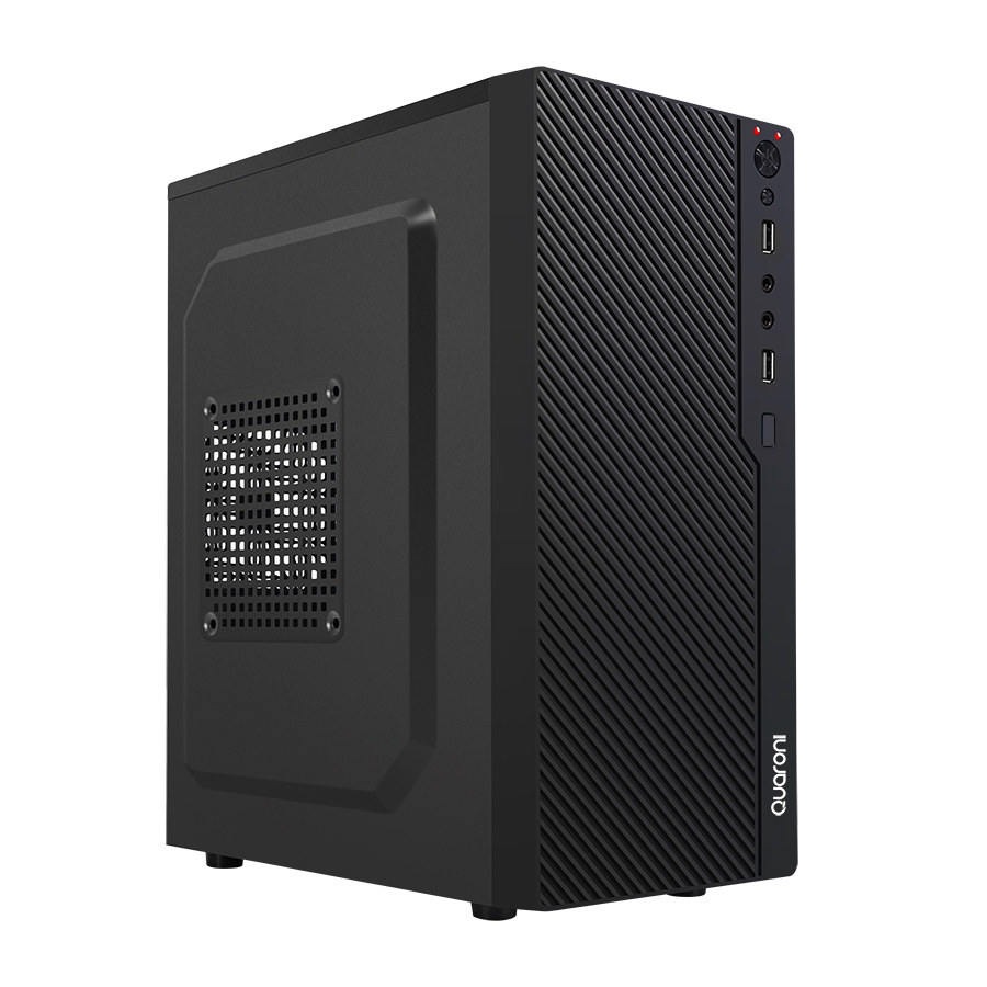 Gabinete Quaroni Frente Abs Negro Tipo Rejilla, Micro Atx / Mini Itx, Fuente De Poder Incluida De 500W
