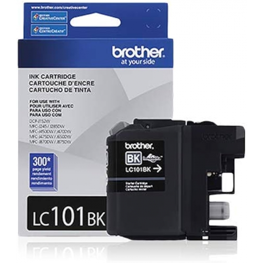 Cartucho De Tinta Brother Lc101Bk Negro Rendimiento De 300 Paginas Al 5 Por Ciento