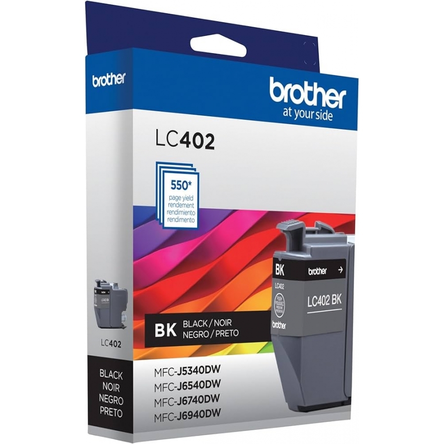 Cartucho Brother Lc402Bk Negro, Rendimiento 550 Paginas