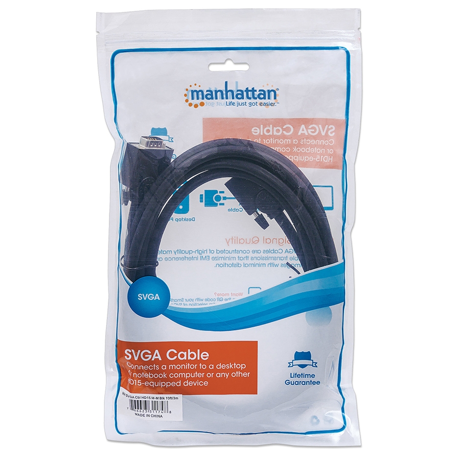 Cable Svga,Manhattan,311748, Monitor 8Mm Hd15M-M  3.0M