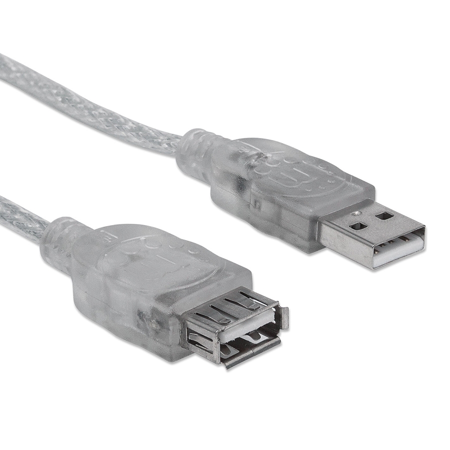 Cable Usb,Manhattan,340496, V2.0 Ext. 3.0M Plata