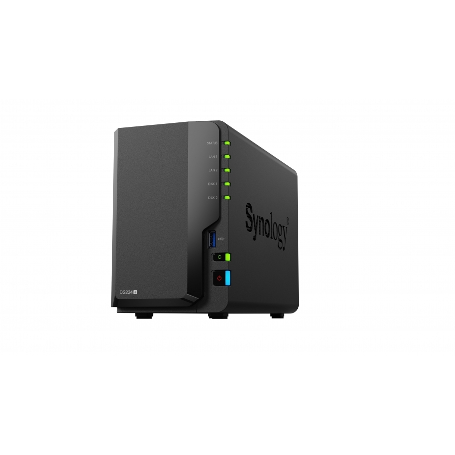 Nas Synology Ds224+ /2 Bahias Nucleo Cuadruple Hasta 2.7 Ghz 2Gb Ddr4, Ampliable Hasta 6Gb/2 Lan Gigabit/Usb 3.2 X2/Sata/Hot-Swap/ Sin Discos/ Intel Celeron J4125 /Hasta 36 Tb