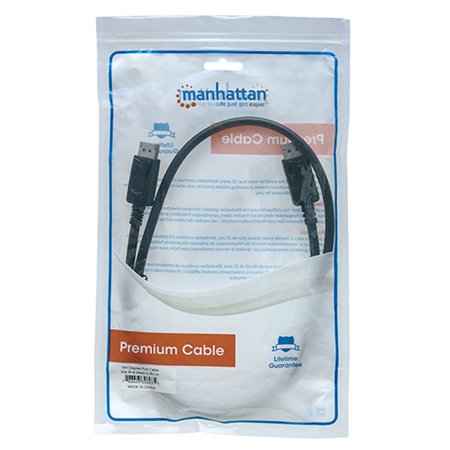 Cable Displayport,Manhattan,307093, V1.2 M-M 3.0M Negro 4K60Hz