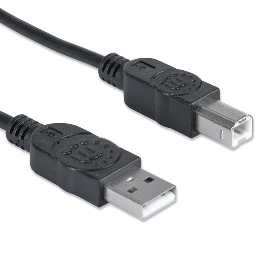 Cable Usb,Manhattan,337779, V2.0 A-B  5.0M, Alta Velocidad,Negro