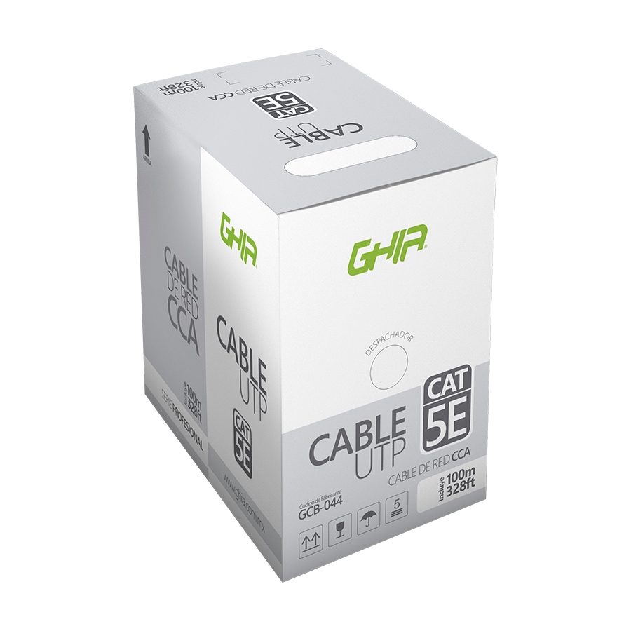 Bobina De Cable Utp Cat5E Ghia Cca Azul 100M 24 Awg 328Ft Certificacion Ce / Rohs