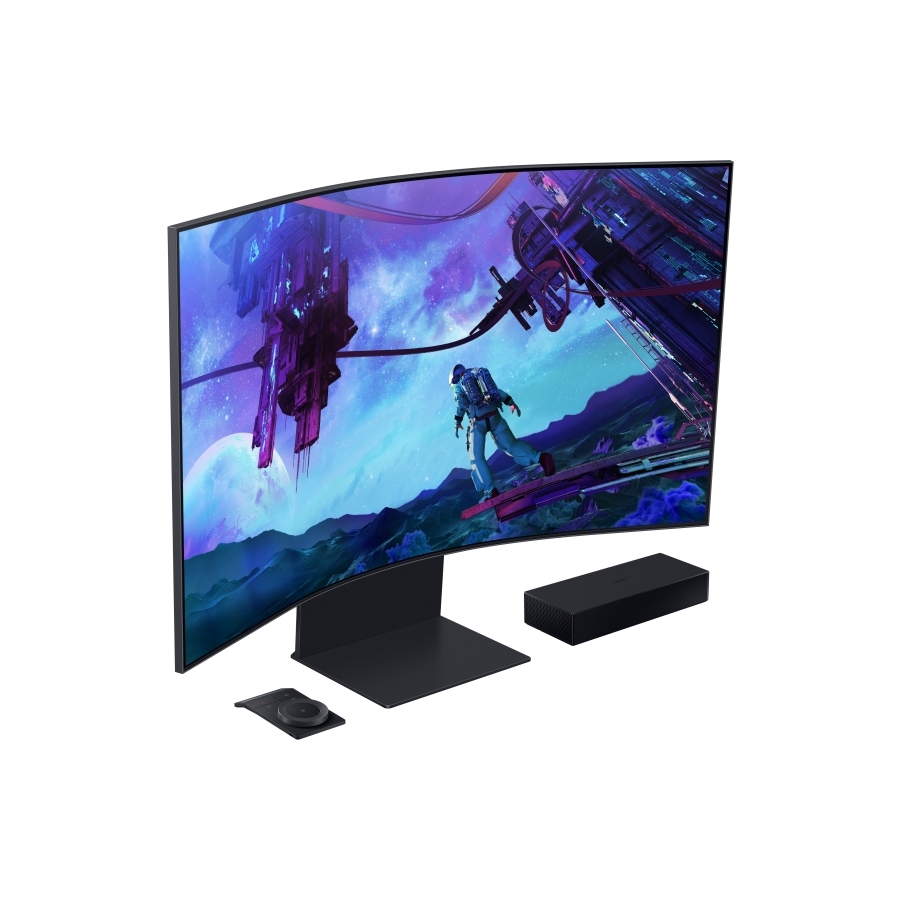 Monitor Led Samsung 55 Pulgadas, Widescreen, Gamer, Odyssey Ark,Uhd 3,840 X 2,160, 4K, Negro, Pivot, 3 Hdmi, 1 D. Port, 1 Lan, 2 Usb, Curvo, 165 Hz, 1000R, 1Ms, Bocinas