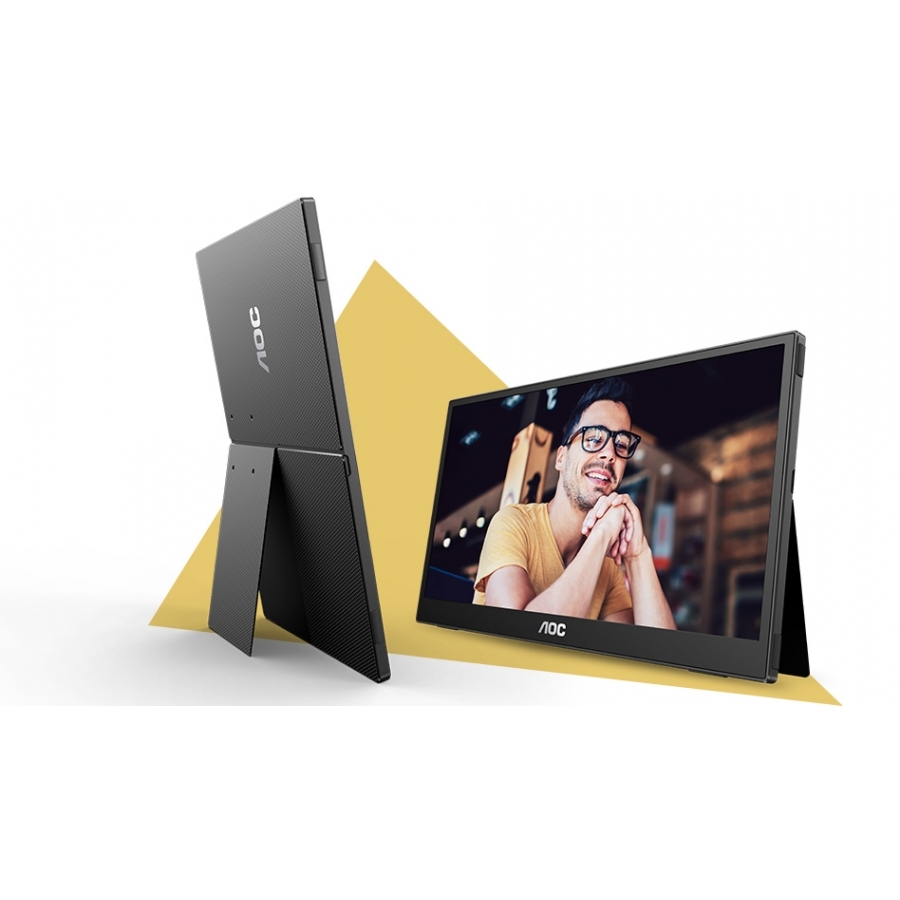 Monitor Portatil Led Aoc 16T3E / Color Negro / Panel Ips 15.6 / Usb-C /  Aspecto 16:9 / Tiempo De Respuesta 4Ms / Vesa  50X50 Mm / Resolucion 1920 X 1080 / 60 Hz / Contraste 700:1 / Brillo 250 Cd/M2